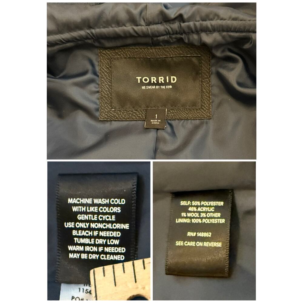 GUC Torrid Blue Hooded Peacoat Size 1 or US 14-16 - Picture 5 of 5
